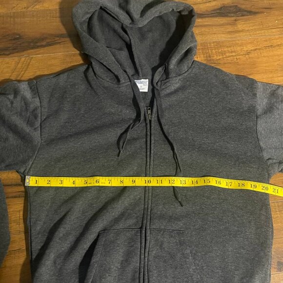 Men's Full-Zip Fleece Hoodie charcoal gray Size S - Picture 4 of 8